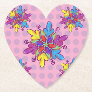 Dessous-de-verre En Papier Motif de fleur kaléidoscope abstrait coloré