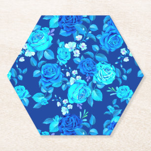 Dessous-de-verre En Papier Motif de fleurs de rose bleue classique-87600