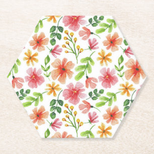 Dessous-de-verre En Papier Motif de fleurs roses à l'aquarelle