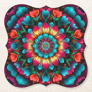 Dessous-de-verre En Papier Motif de mandala géométrique coloré-342323