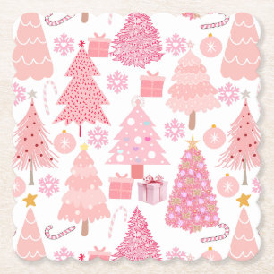 Dessous-de-verre En Papier Motif de Noël rose