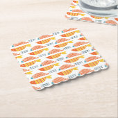 Dessous-de-verre En Papier Motif de poissons de natation d'art populaire (Incliné)