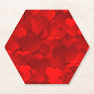 Dessous-de-verre En Papier Motif de texture de coeurs d'amour rouge romantiqu