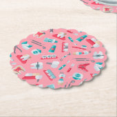 Dessous-de-verre En Papier Motif dentaire rose (Incliné)