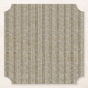 Dessous-de-verre En Papier Motif en tricot rayé Jersey dans un beige doux