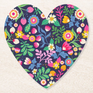 Dessous-de-verre En Papier Motif floral exotique peint à la main