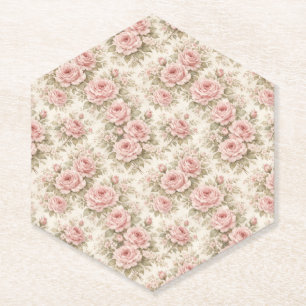 Dessous-de-verre En Papier Motif floral sans couture de rose vintage élégant