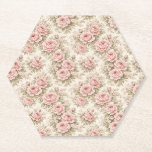 Dessous-de-verre En Papier Motif floral transparent de rose vintage élégant