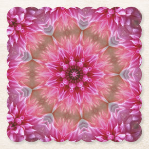 Dessous-de-verre En Papier Motif géométrique à fleurs rose Mandala-67545