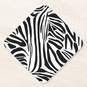 Dessous-de-verre En Papier Motif Imprimé Zèbre Noir et Blanc Audacieux