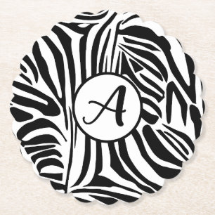 Dessous-de-verre En Papier Motif Imprimé Zèbre Noir et Blanc Audacieux