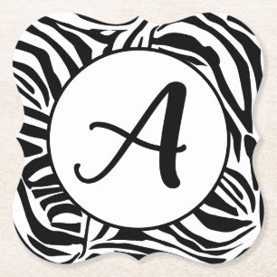Dessous-de-verre En Papier Motif Imprimé Zèbre Noir et Blanc Gras