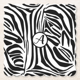 Dessous-de-verre En Papier Motif Imprimé Zèbre Noir et Blanc Gras