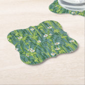 Dessous-de-verre En Papier Motif marguerite, motif vert, (Incliné)