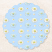 Dessous-de-verre En Papier Motif marguerrier sur arrière - plan bleu clair (Devant)