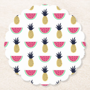 Dessous-de-verre En Papier Motif mignon de griffonnage d'ananas et de