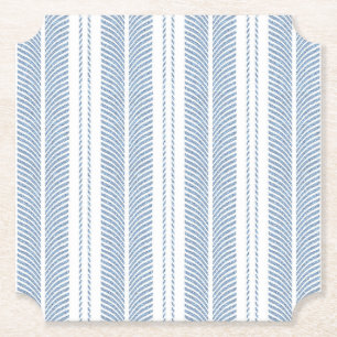 Dessous-de-verre En Papier Motif rayé à chevrons bleu doux et fougère