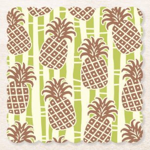 Dessous-de-verre En Papier Motif rayures bambou ananas Tiki