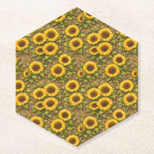 Dessous-de-verre En Papier Motif répétitif sans couture de tournesol ensoleil