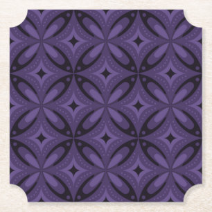 Dessous-de-verre En Papier Motif Rétro de Couleur Violet Foncé