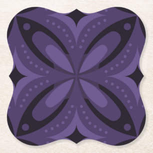 Dessous-de-verre En Papier Motif Rétro de Couleur Violet Foncé