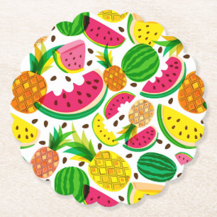 Dessous-de-verre En Papier Motif rouge et jaune de fruit tropical