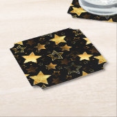 Dessous-de-verre En Papier Motif sans couture avec étoiles d'or (Incliné)