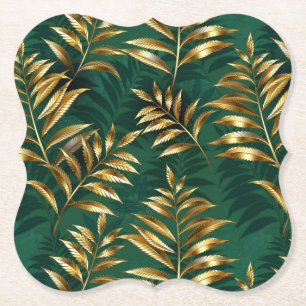 Dessous-de-verre En Papier Motif sans couture avec fougères dorées