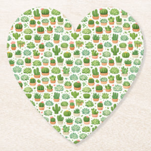 Dessous-de-verre En Papier Motif sans couture de plante succulente mignonne