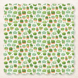 Dessous-de-verre En Papier Motif sans couture de plante succulente mignonne