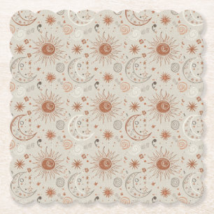 Dessous-de-verre En Papier Motif Soleil et Lune Boho