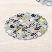 Dessous-de-verre En Papier Motif texturisé tiré par la main de cactus (Incliné)