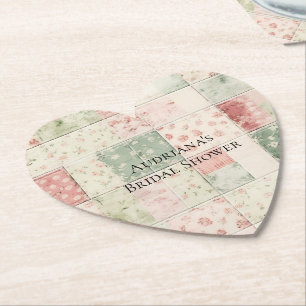 Dessous-de-verre En Papier Motifs de courtepointes floraux rose menthe de fer