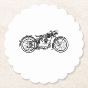 Dessous-de-verre En Papier Moto Vintage Rétro _ J'Aime Ma Moto