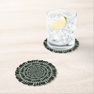 Dessous-de-verre En Papier Mots joyeux police spirale cercles concentriques v