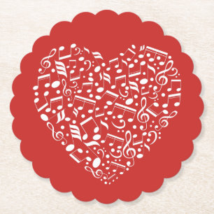 Dessous-de-verre En Papier Musical Heart dessous de verre de papier couleur p