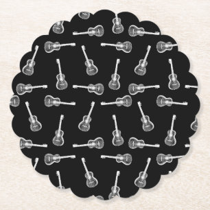 Dessous-de-verre En Papier Musique noire et blanche de conception de guitares