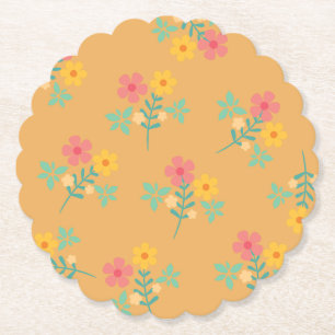 Dessous-de-verre En Papier Mustard Retro Daisy Bouquet Motif