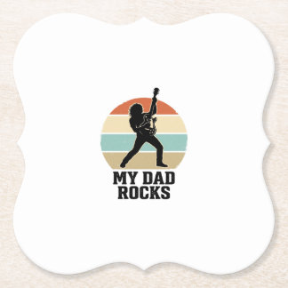 Dessous-de-verre En Papier My Dad Rocks Vintage Guitar Sunset Shirt Design_1