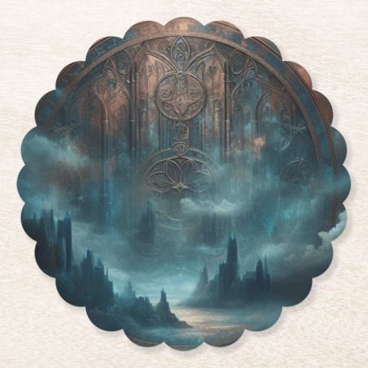 Dessous-de-verre En Papier Mystic Gothic Steampunk - Blue Copper Patina  (Devant)