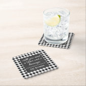 Dessous-de-verre En Papier Name Quote. Black & White Check, Black Denim Print (En situation)