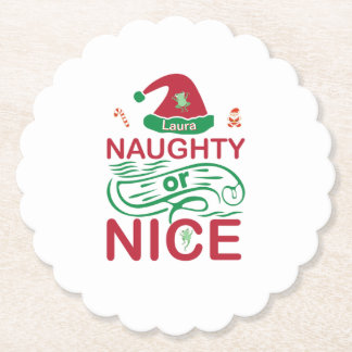 Dessous-de-verre En Papier  Naughty or Nice Christmas Frogs with Santa Design