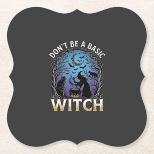 Dessous-de-verre En Papier Ne Soyez Sorcière De Base Pot De Halloween Chats N