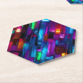 Dessous-de-verre En Papier Neon Blacklight Verre Abstrait Anniversaire (Incliné)