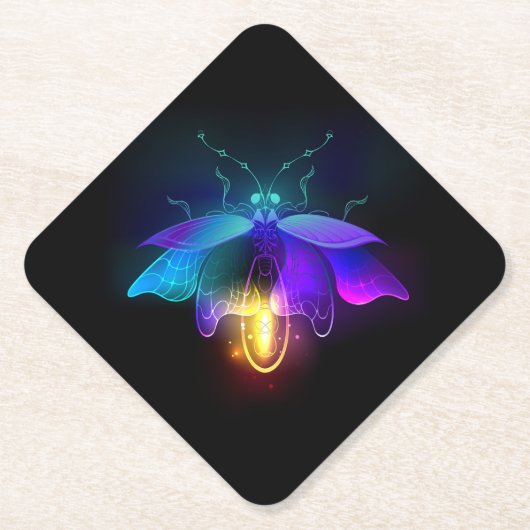 Dessous-de-verre En Papier Neon Firefly sur noir (Devant)