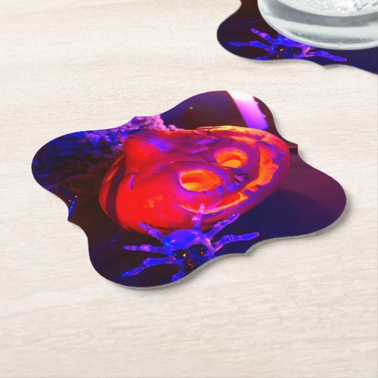 Dessous-de-verre En Papier Neon Halloween pumpkins (Incliné)