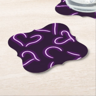 Dessous-de-verre En Papier Neon Hearts violet