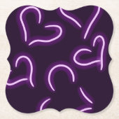 Dessous-de-verre En Papier Neon Hearts violet (Devant)