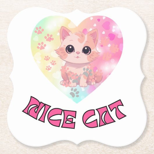 Dessous-de-verre En Papier Nice CAT avec boisson (Devant)