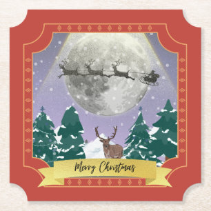 Dessous-de-verre En Papier Night de Noël moderne Vintage